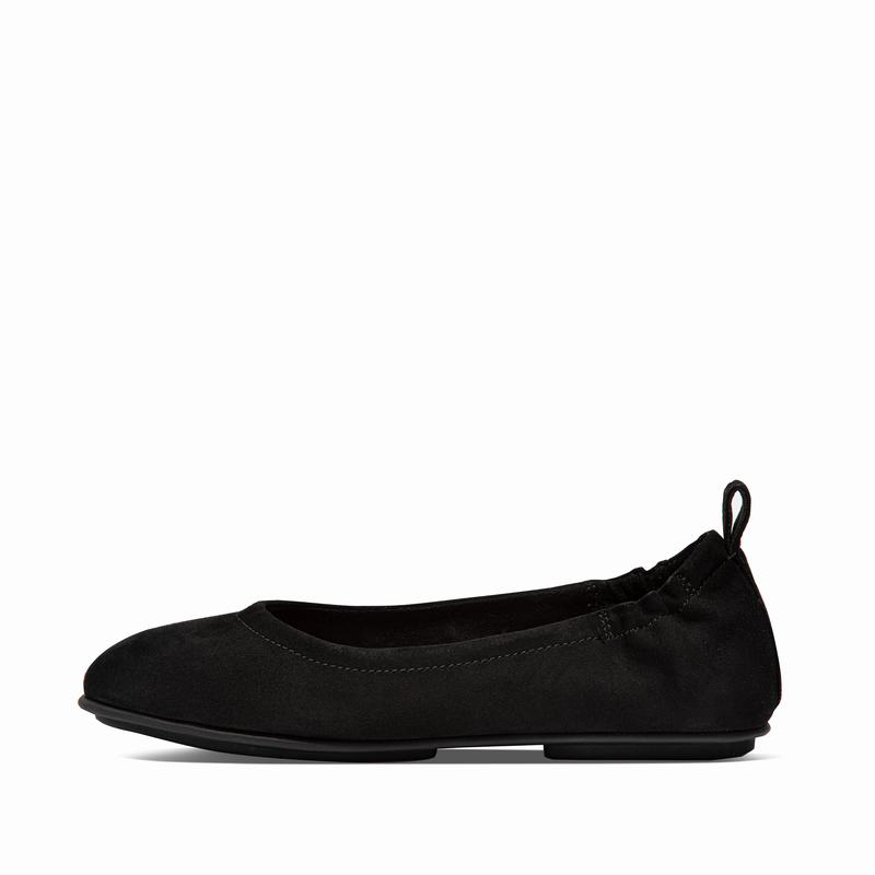 FitFlop Allegro Suede Schwarz - FitFlop Ballerinas Damen Sale [BDOH-67903]